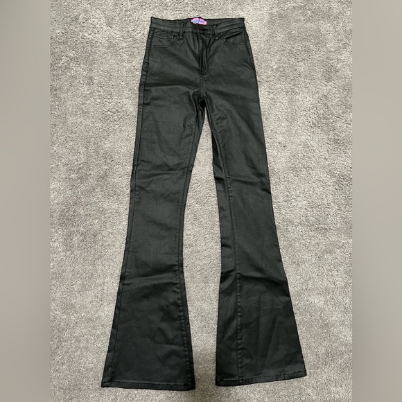 Faux Leather Flare Jeans - Picture 4 of 5